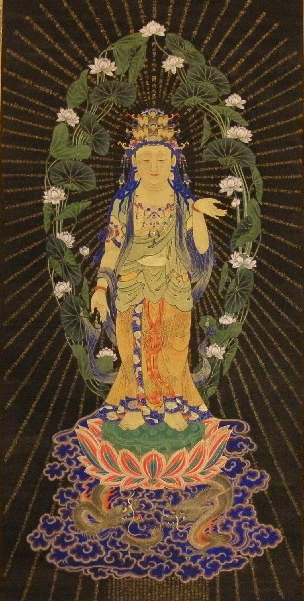 The eleven-headed Kannon (Avalokiteśvara) with lotus throne
